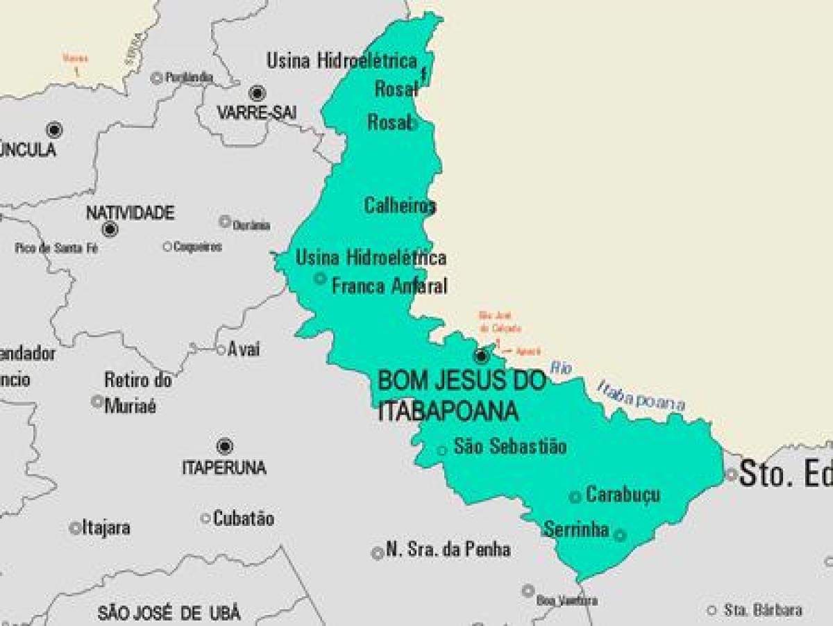 Kort over Bom Jesus do Itabapoana kommune