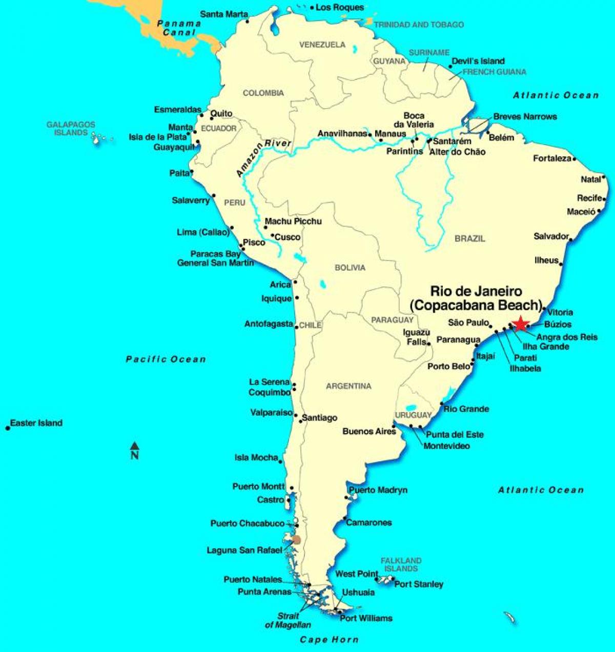 Kort over hoteller i Rio de Janeiro i Syd Amerika