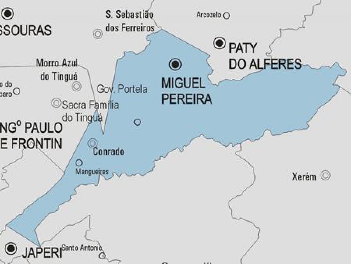 Kort over Miguel Pereira kommune