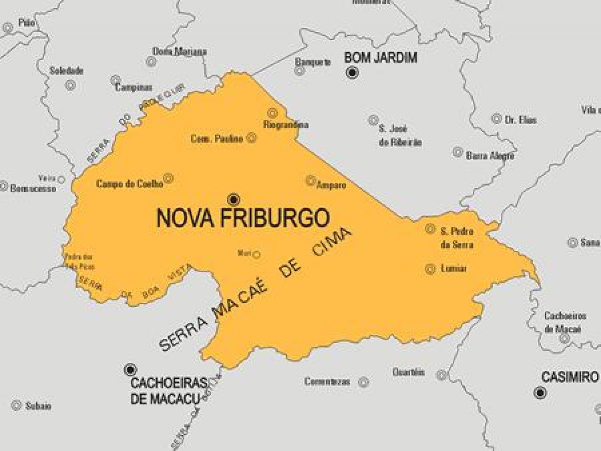 Kort over Nova Friburgo kommune