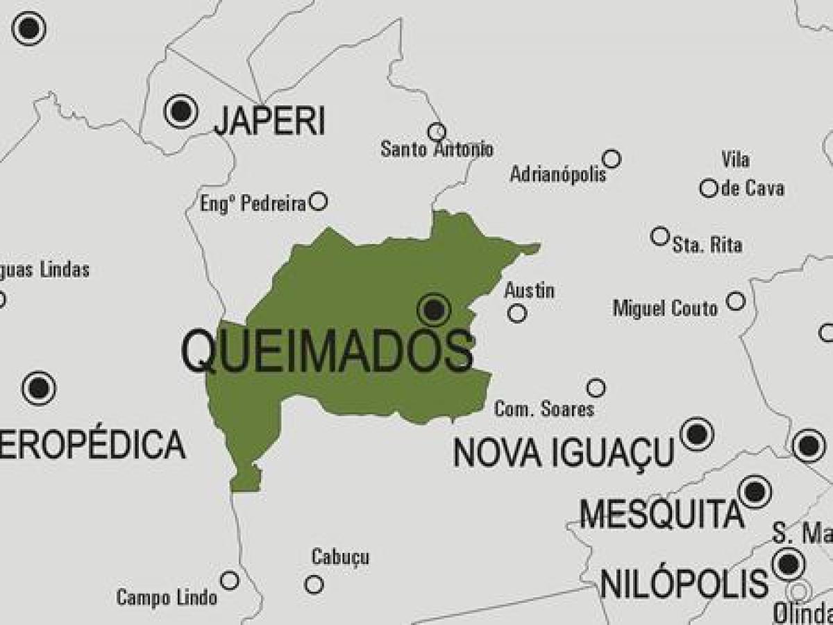 Kort over Queimados kommune