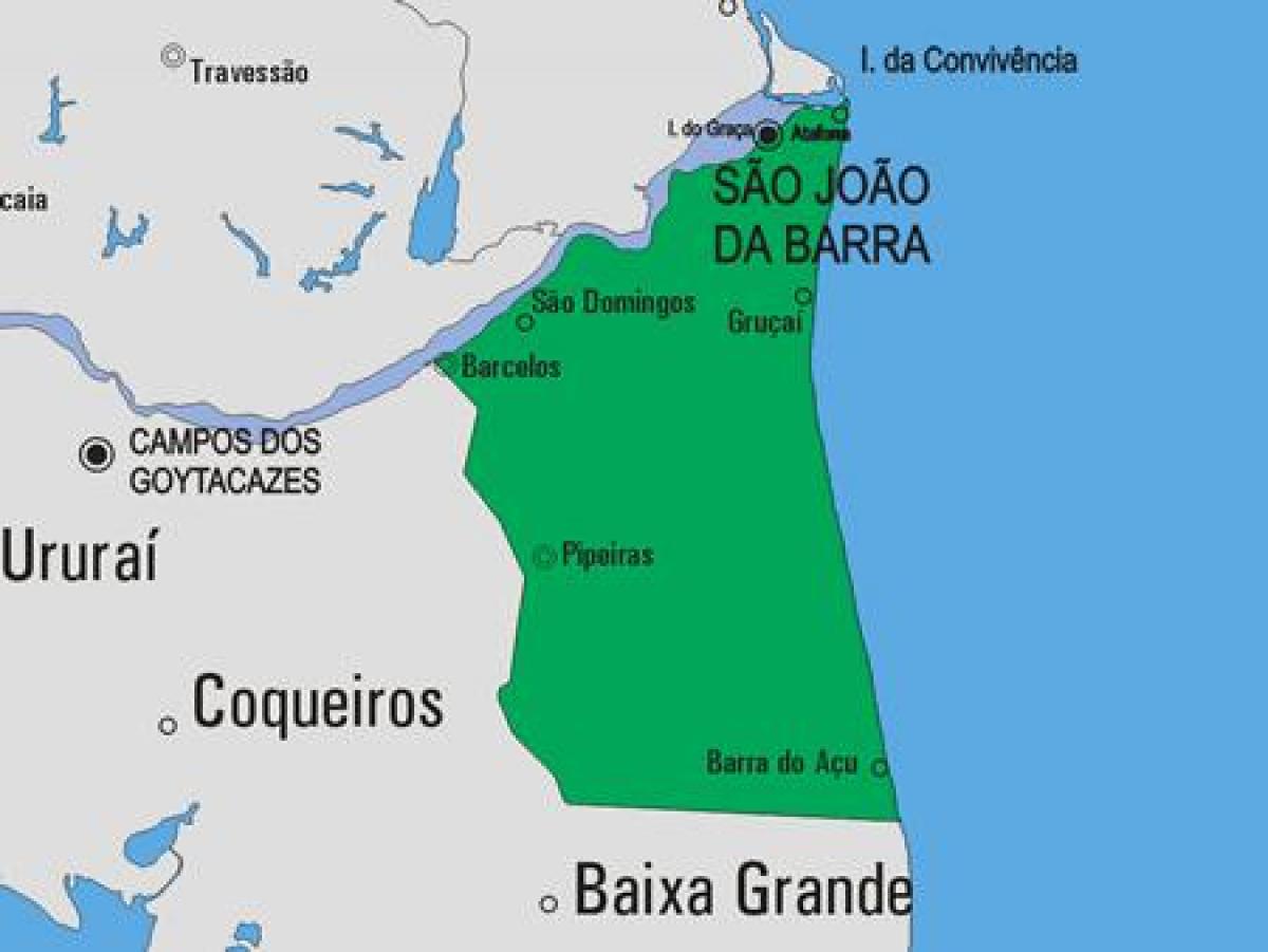 Kort over São João da Barra kommune