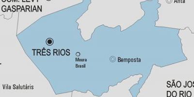Kort over Tres Rios kommune