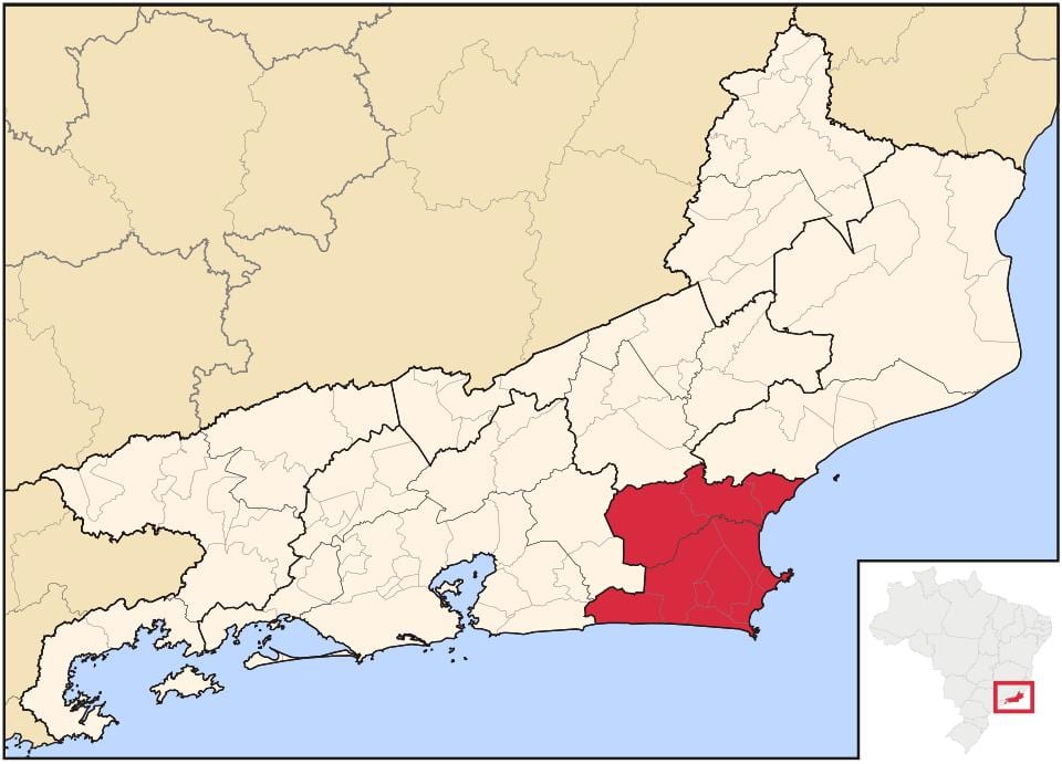 Kort over Baixadas Litorâneas