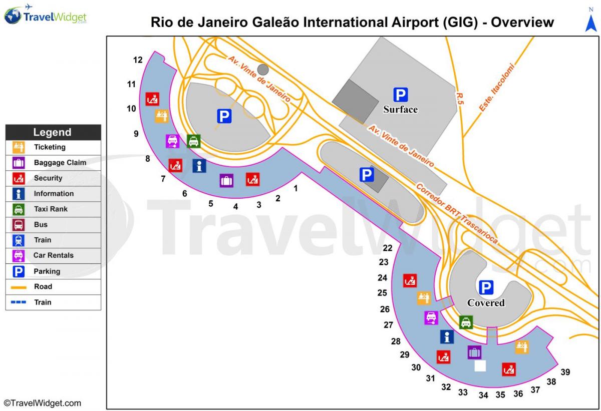 Kort over Galeão lufthavn terminal
