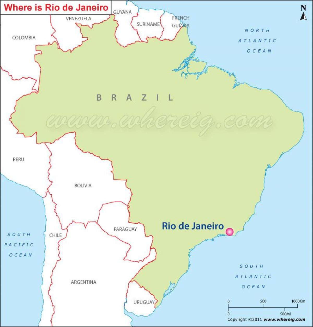 Kort over hoteller i Rio de Janeiro i Brasilien