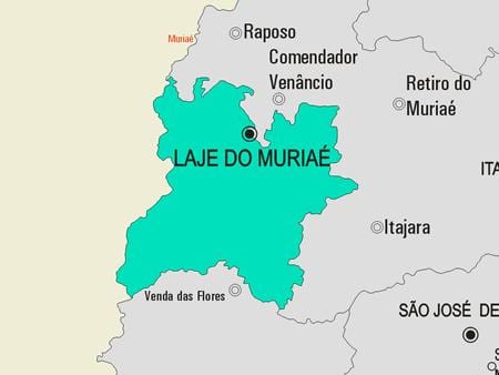 Kort over Laje gøre Muriaé kommune