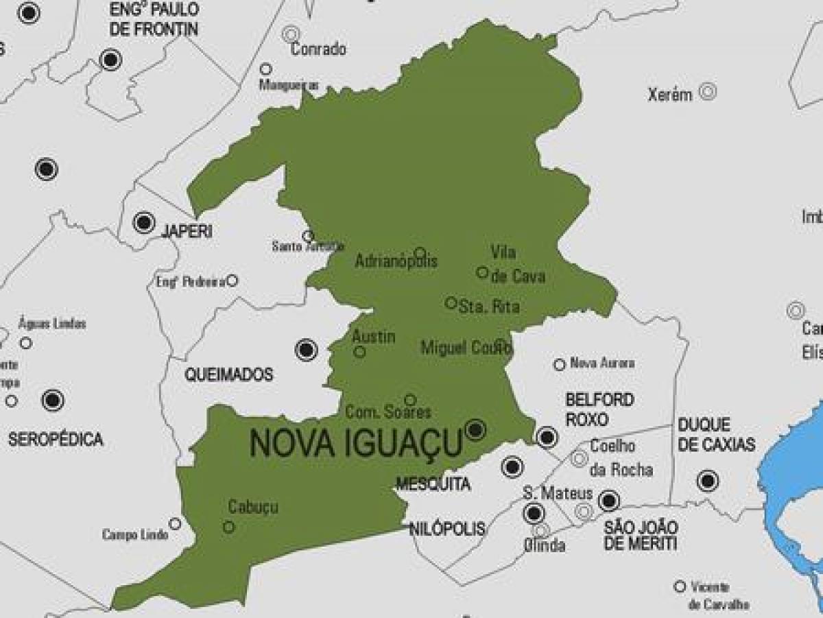 Kort over Nova Iguaçu kommune