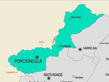 Kort over Porciúncula kommune