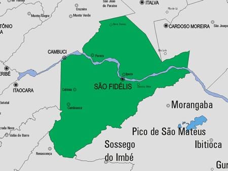Kort over São Francisco de Itabapoana kommune