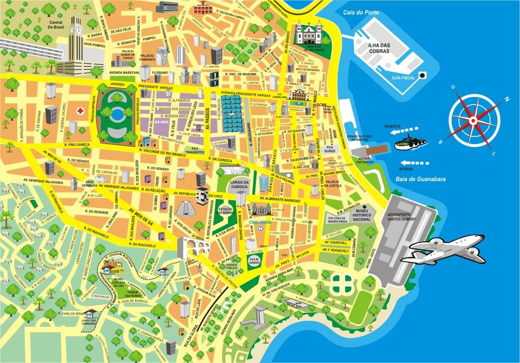 Kort over seværdigheder i Rio de Janeiro