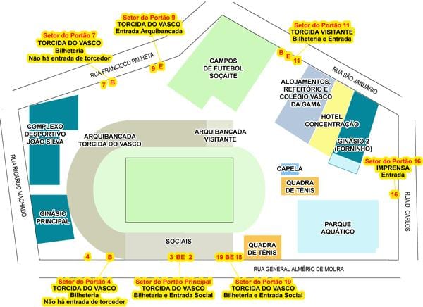 Kort over stadion São Januário