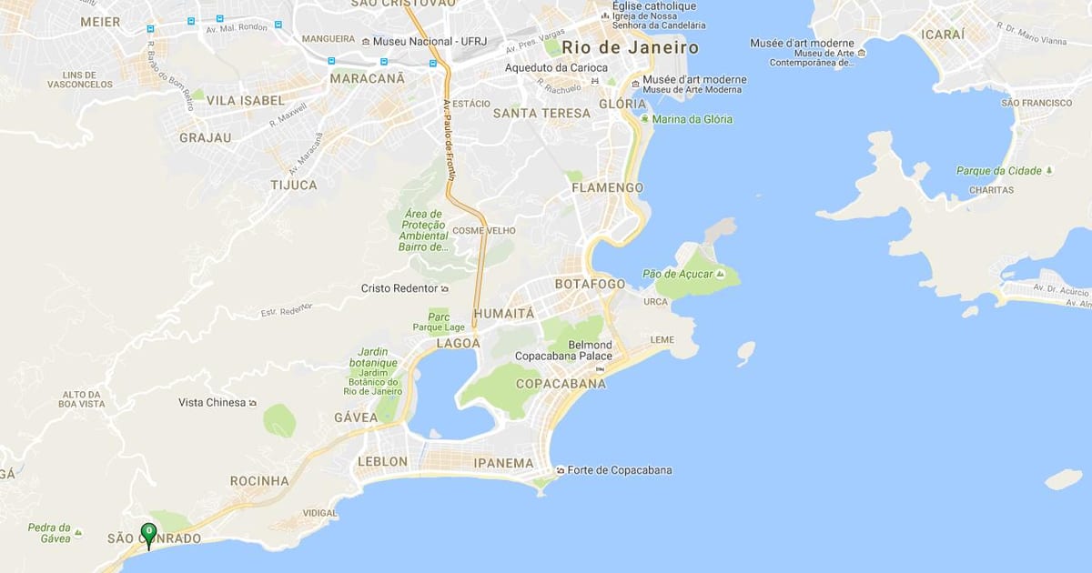 Kort over São Conrado strand