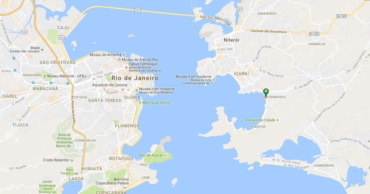 Kort over strand og São Francisco