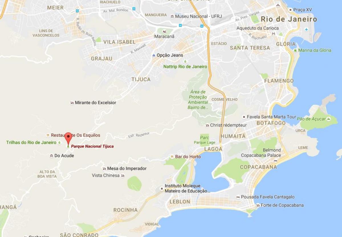 Kort over Tijuca national park