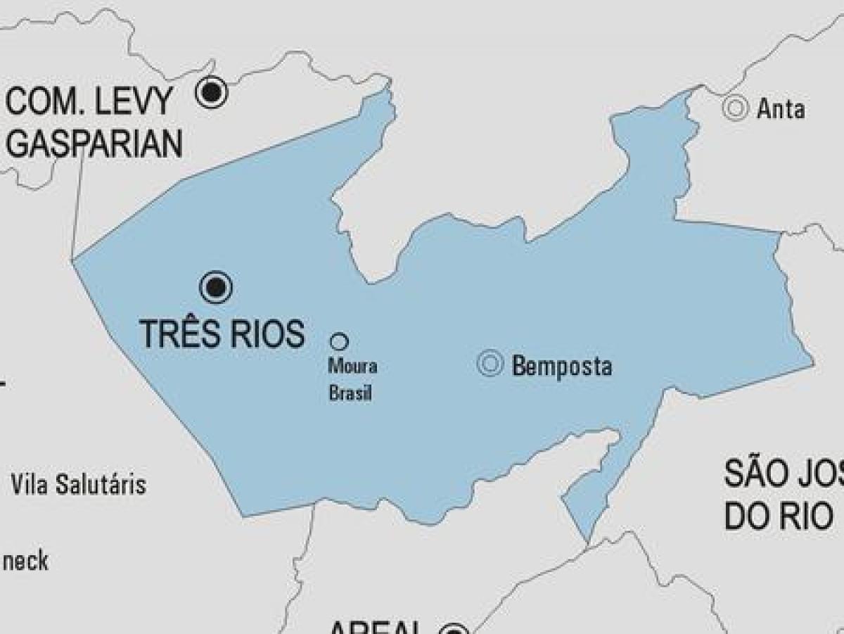 Kort over Tres Rios kommune