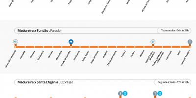 Kort over BRT TransCarioca - Stationer