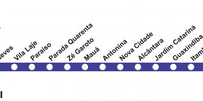 Kort over Rio de Janeiro metro - Linie 3 (blå)