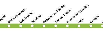 Kort over Rio de Janeiro metro Line 2 (grøn)