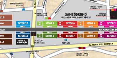 Kort over Sambódromo